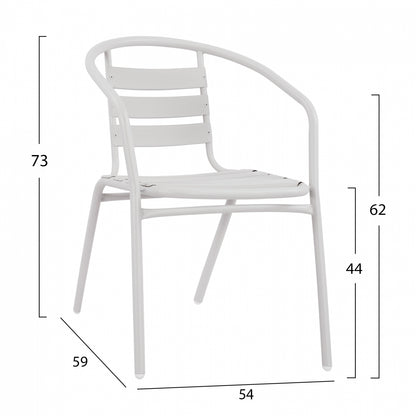 Armchair Laura Metallic White With Aluminum Slices Hm5037.02 54x59x73cm