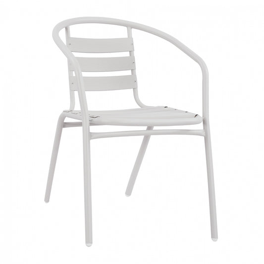Armchair Laura Metallic White With Aluminum Slices Hm5037.02 54x59x73cm