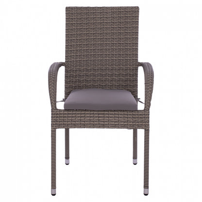 Armchair Hm5685.01 Metallic With Pillow Wicker Grey 55x64x93cm