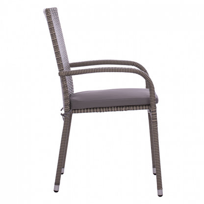 Armchair Hm5685.01 Metallic With Pillow Wicker Grey 55x64x93cm