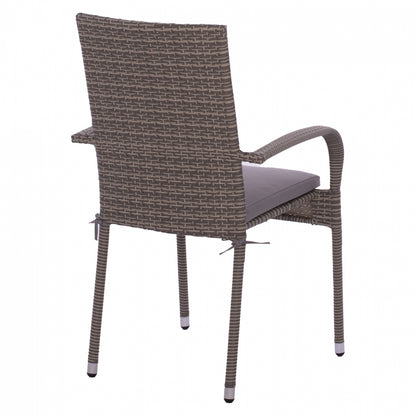 Armchair Hm5685.01 Metallic With Pillow Wicker Grey 55x64x93cm