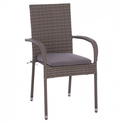 Armchair Hm5685.01 Metallic With Pillow Wicker Grey 55x64x93cm