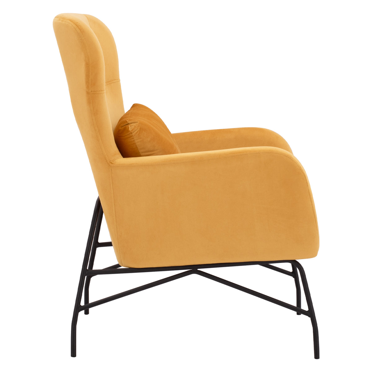 Dania Armchair, Velvet Gold, Metal Black Leg Hm8721.09 67x80x102 Cm.
