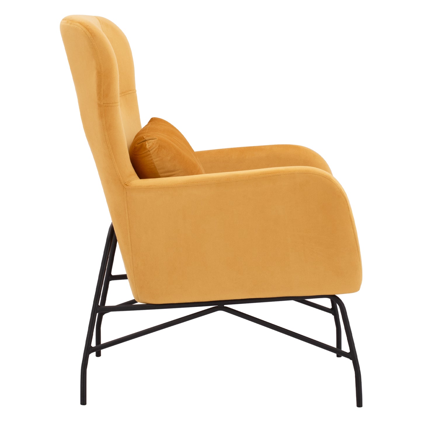 Dania Armchair, Velvet Gold, Metal Black Leg Hm8721.09 67x80x102 Cm.