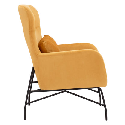 Dania Armchair, Velvet Gold, Metal Black Leg Hm8721.09 67x80x102 Cm.
