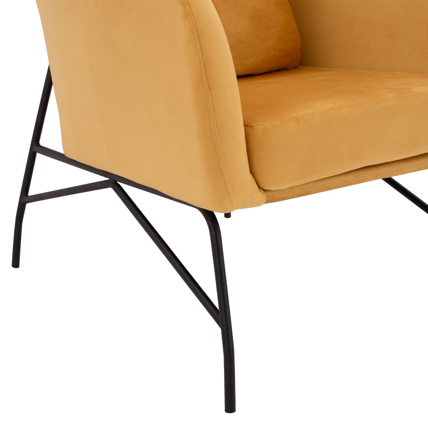 Dania Armchair, Velvet Gold, Metal Black Leg Hm8721.09 67x80x102 Cm.