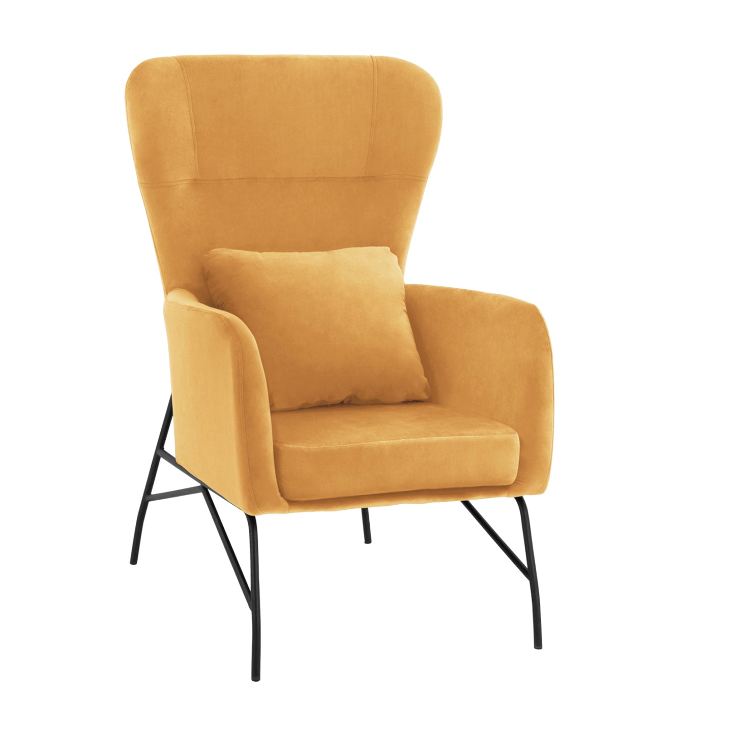 Dania Armchair, Velvet Gold, Metal Black Leg Hm8721.09 67x80x102 Cm.