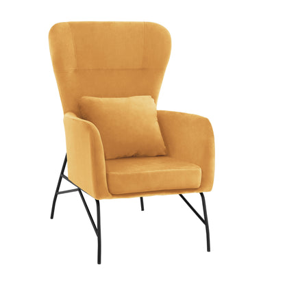 Dania Armchair, Velvet Gold, Metal Black Leg Hm8721.09 67x80x102 Cm.
