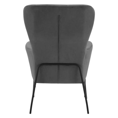 Armchair Velvet Grey With Metallic Black Leg Hm8721.01 67x80x102 Cm.