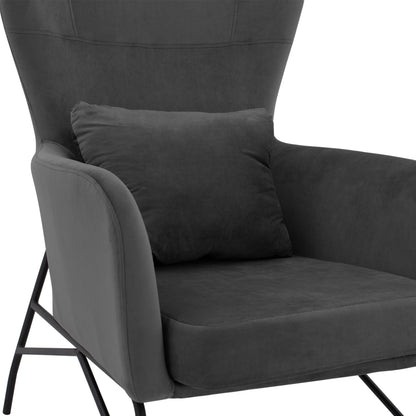 Armchair Velvet Grey With Metallic Black Leg Hm8721.01 67x80x102 Cm.