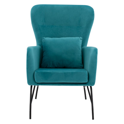 Armchair Velvet Turquoise With Metallic Black Leg Hm8721.08 67x80x102 Cm.