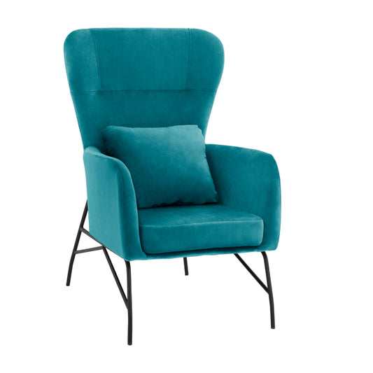 Armchair Velvet Turquoise With Metallic Black Leg Hm8721.08 67x80x102 Cm.