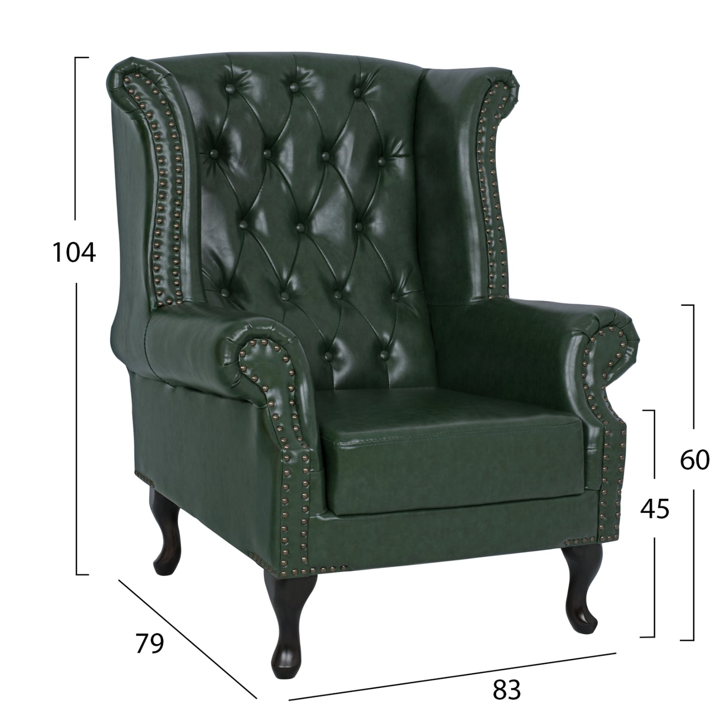 Armchair Chesterfield-type Polina, Hm0053.08, Cypress Green Pu 83x79x104 Cm