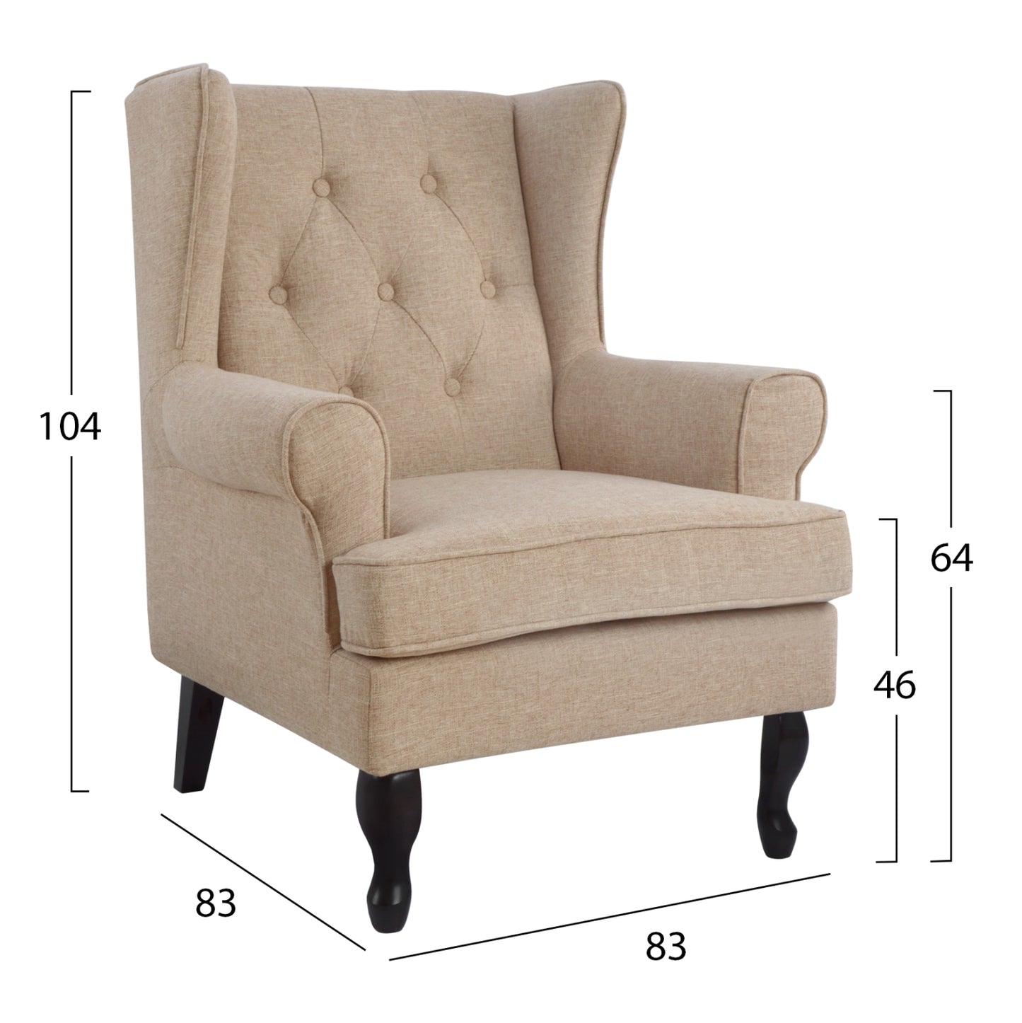 Armchair Brandon Hm3073.02 Beige Fabric 83x83x104 Cm.