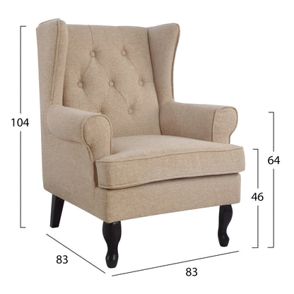 Armchair Brandon Hm3073.02 Beige Fabric 83x83x104 Cm.