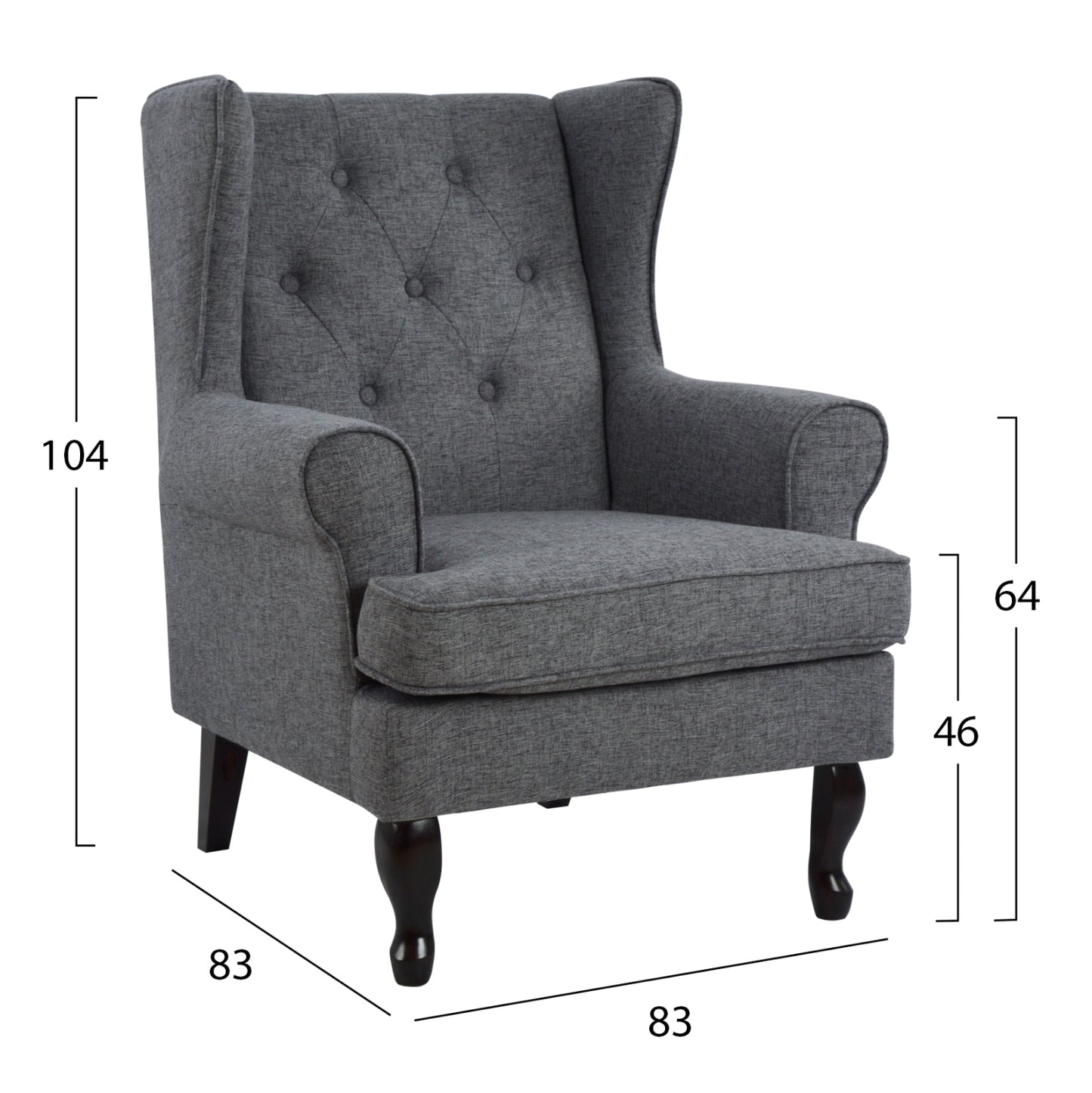 Armchair Brandon Hm3073.10 Grey Fabric 83x83x104 Cm.