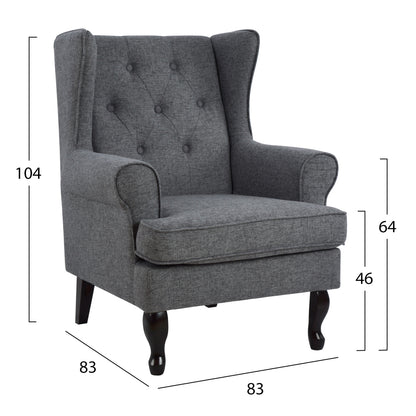 Armchair Brandon Hm3073.10 Grey Fabric 83x83x104 Cm.