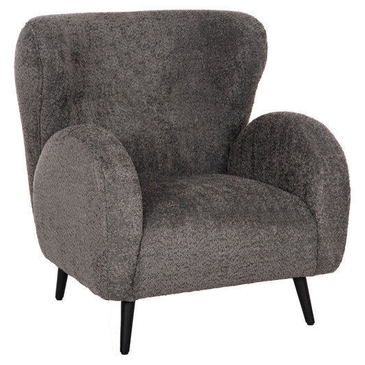 Armchair Kryly Hm9593.01 Grey Boucle Fabric-black Wooden Legs 83x87x89hcm.