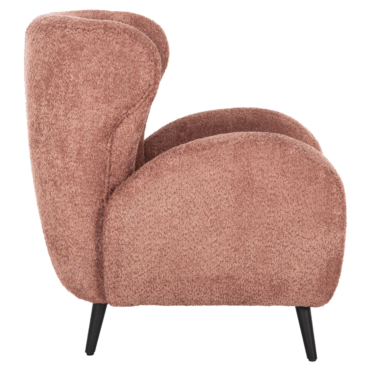 Armchair Kryly Hm9593.02 Pink Boucle Fabric-black Wooden Legs 83x87x89hcm.