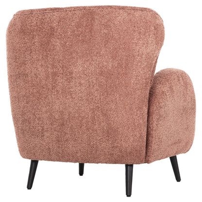 Armchair Kryly Hm9593.02 Pink Boucle Fabric-black Wooden Legs 83x87x89hcm.