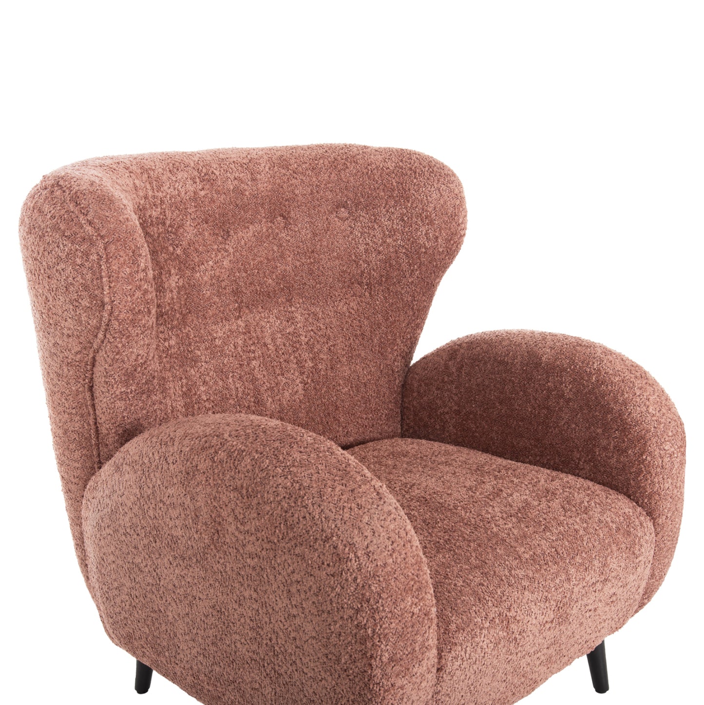 Armchair Kryly Hm9593.02 Pink Boucle Fabric-black Wooden Legs 83x87x89hcm.
