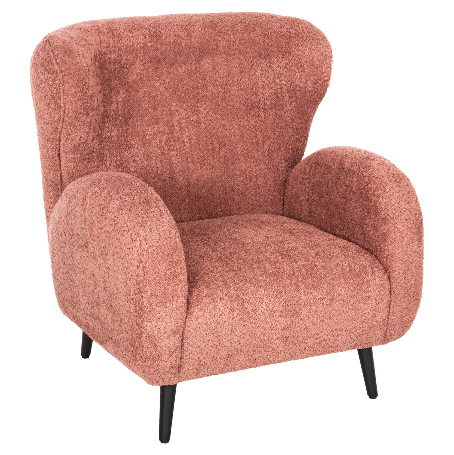 Armchair Kryly Hm9593.02 Pink Boucle Fabric-black Wooden Legs 83x87x89hcm.