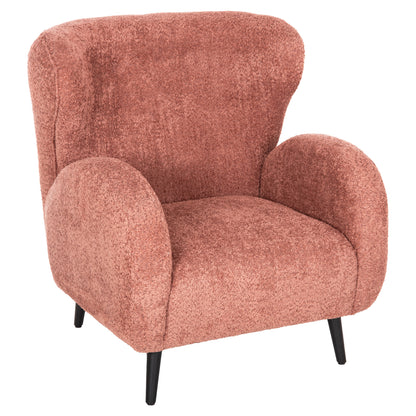 Armchair Kryly Hm9593.02 Pink Boucle Fabric-black Wooden Legs 83x87x89hcm.