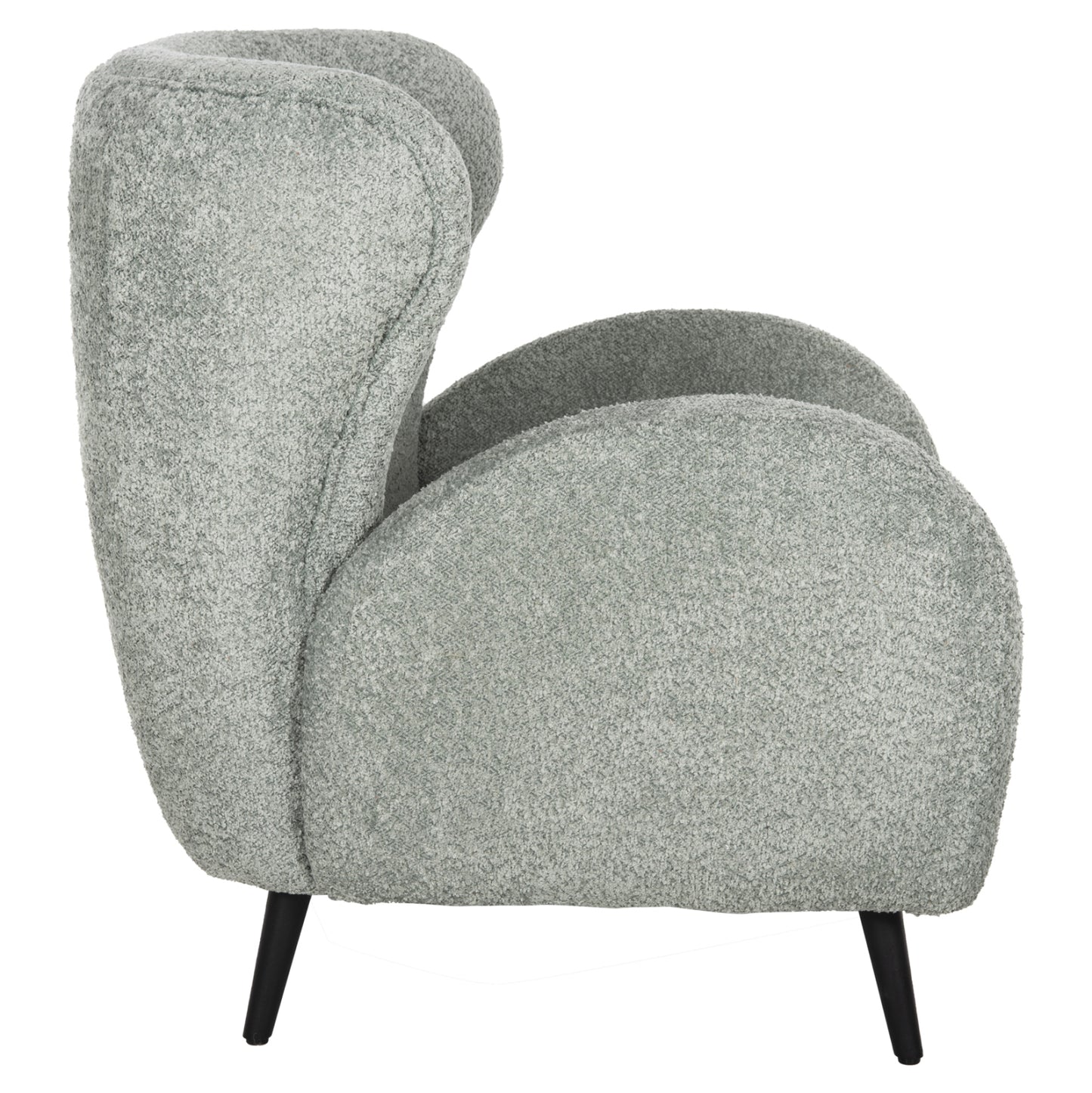 Armchair Kryly Hm9593.05 Pea Green Boucle Fabric-black Wooden Legs 83x87x89hcm.