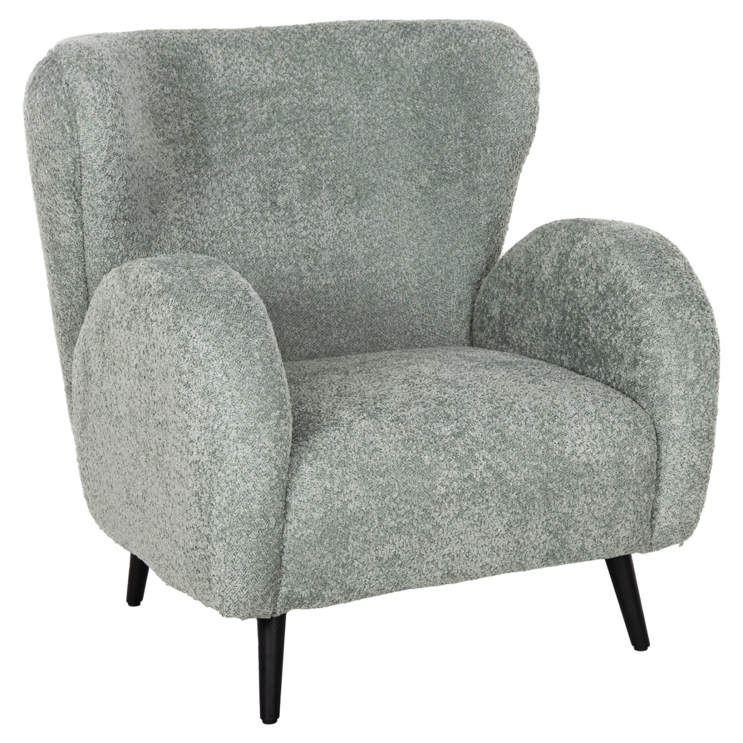 Armchair Kryly Hm9593.05 Pea Green Boucle Fabric-black Wooden Legs 83x87x89hcm.