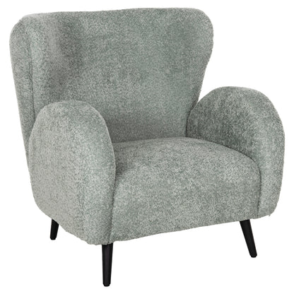 Armchair Kryly Hm9593.05 Pea Green Boucle Fabric-black Wooden Legs 83x87x89hcm.