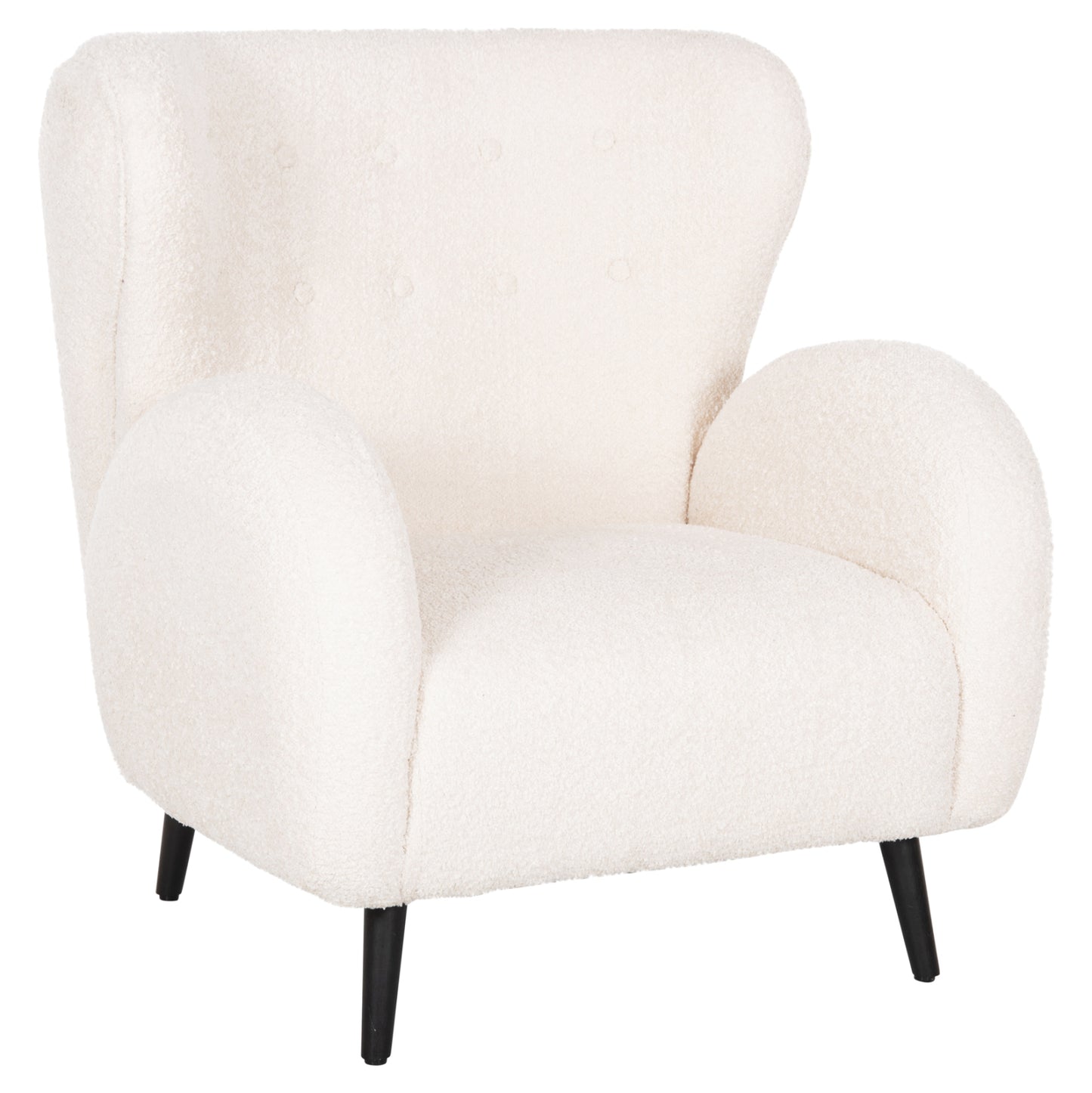 Armchair Kryly Hm9593.06 Ecru Boucle Fabric-black Wooden Legs 83x87x89hcm.