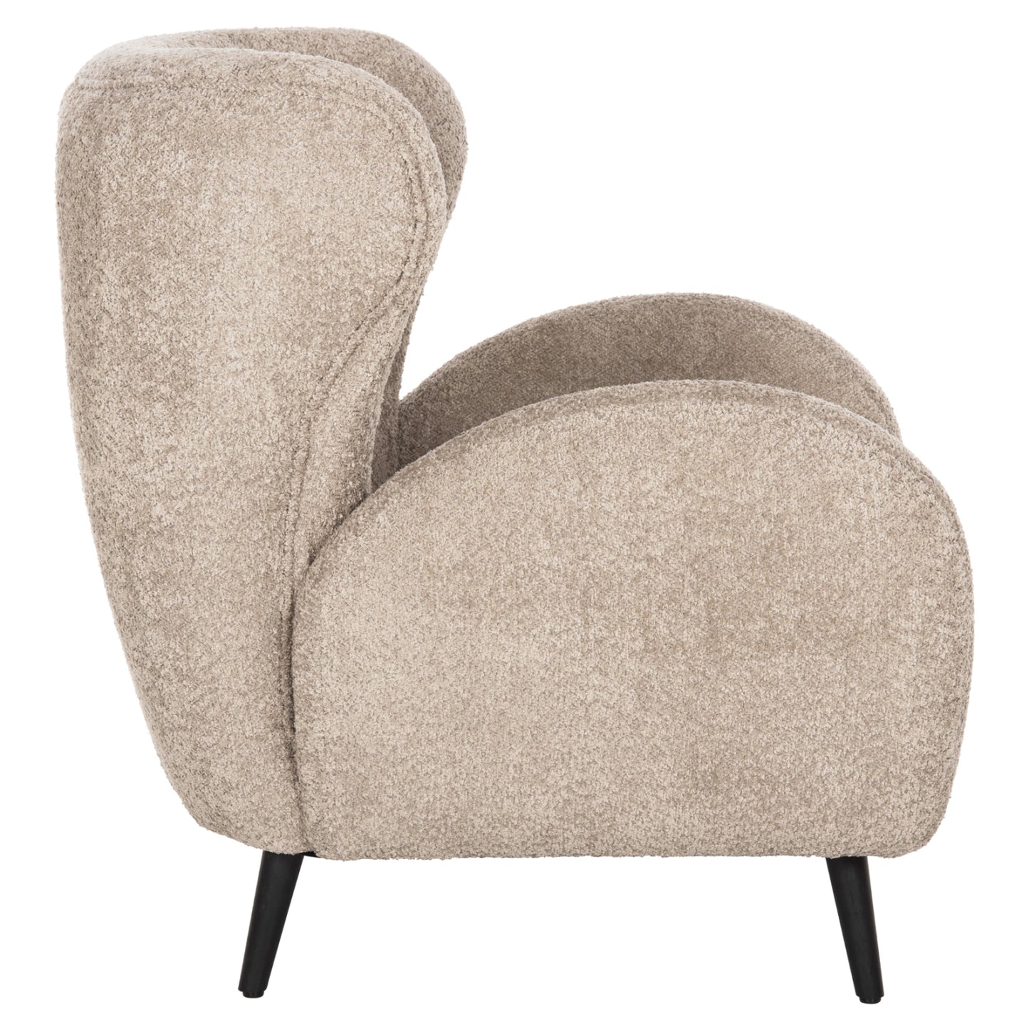 Armchair Kryly Hm9593.07 Beige Boucle Fabric-black Wooden Legs 83x87x89hcm.