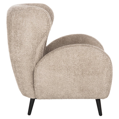 Armchair Kryly Hm9593.07 Beige Boucle Fabric-black Wooden Legs 83x87x89hcm.