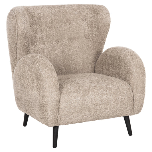Armchair Kryly Hm9593.07 Beige Boucle Fabric-black Wooden Legs 83x87x89hcm.