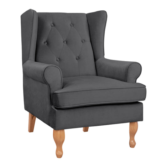 Armchair Grey Velvet Brandon 81x83x101 Hm3073.11