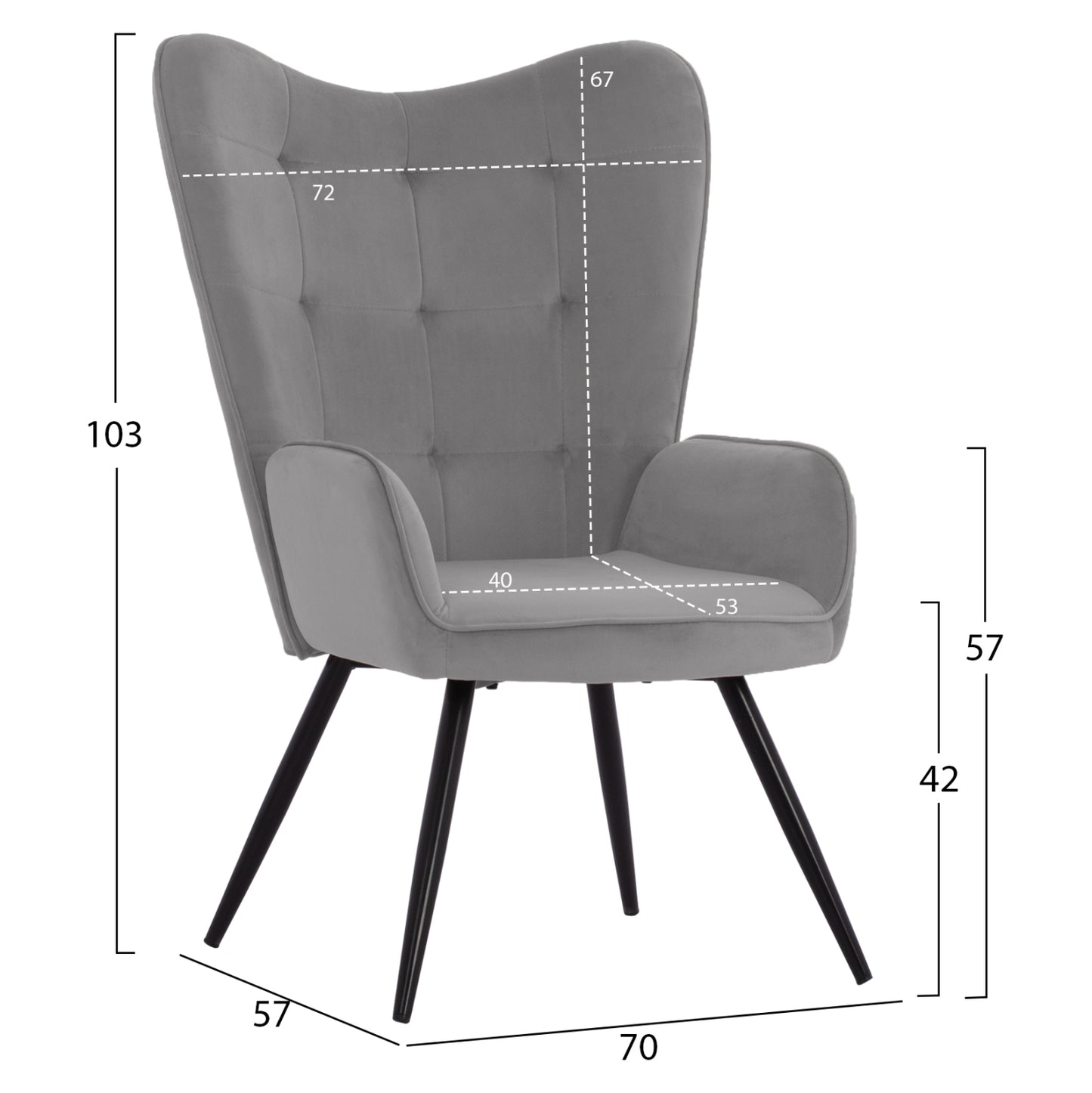 Hm8918.01 Crawley Armchair With Extra Footstool, Grey Velvet