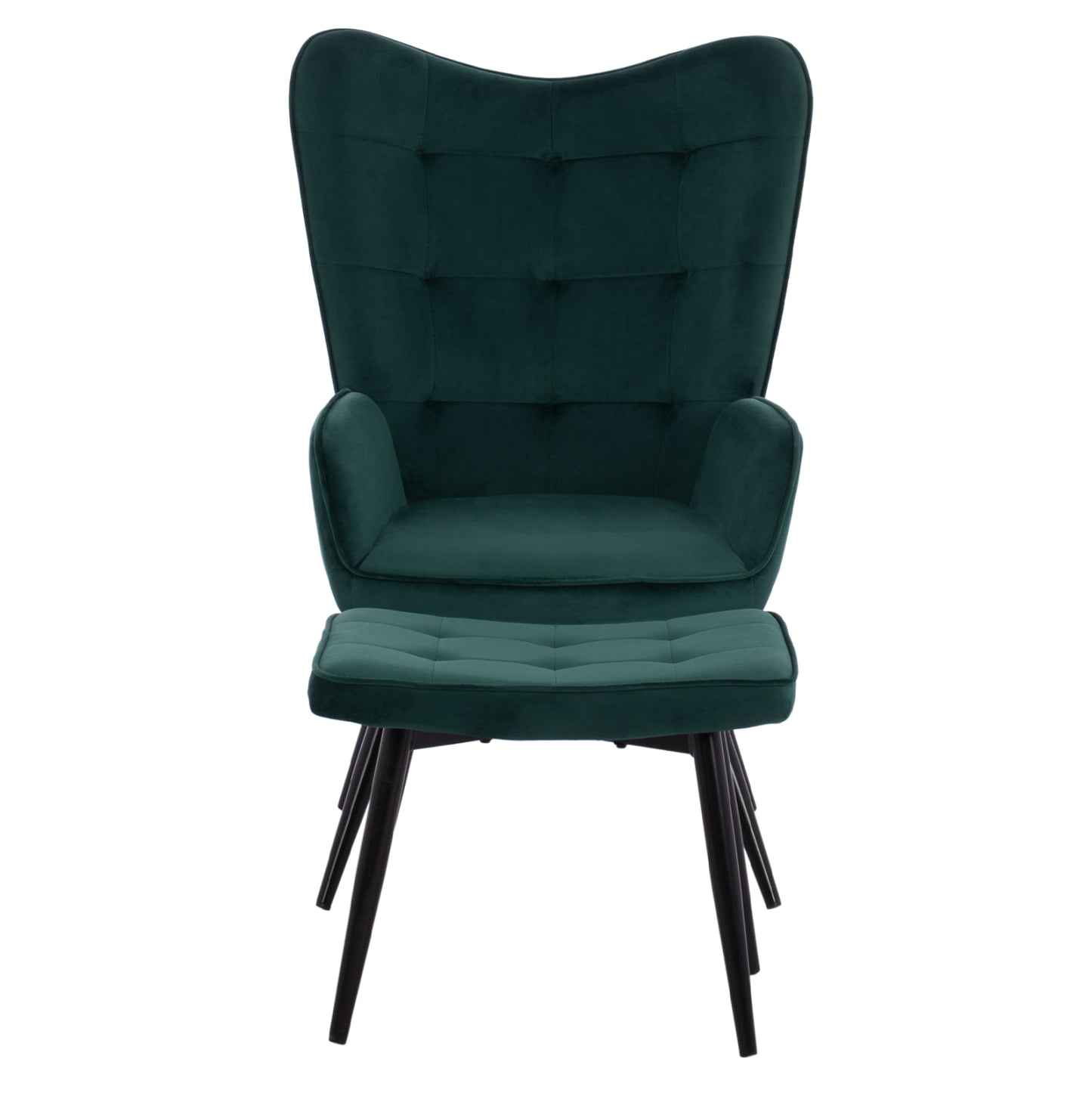 Hm8918.03 Armchair Crawley, Footstool, Cypress Green Velvet