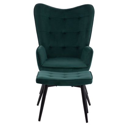 Hm8918.03 Armchair Crawley, Footstool, Cypress Green Velvet