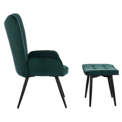 Hm8918.03 Armchair Crawley, Footstool, Cypress Green Velvet