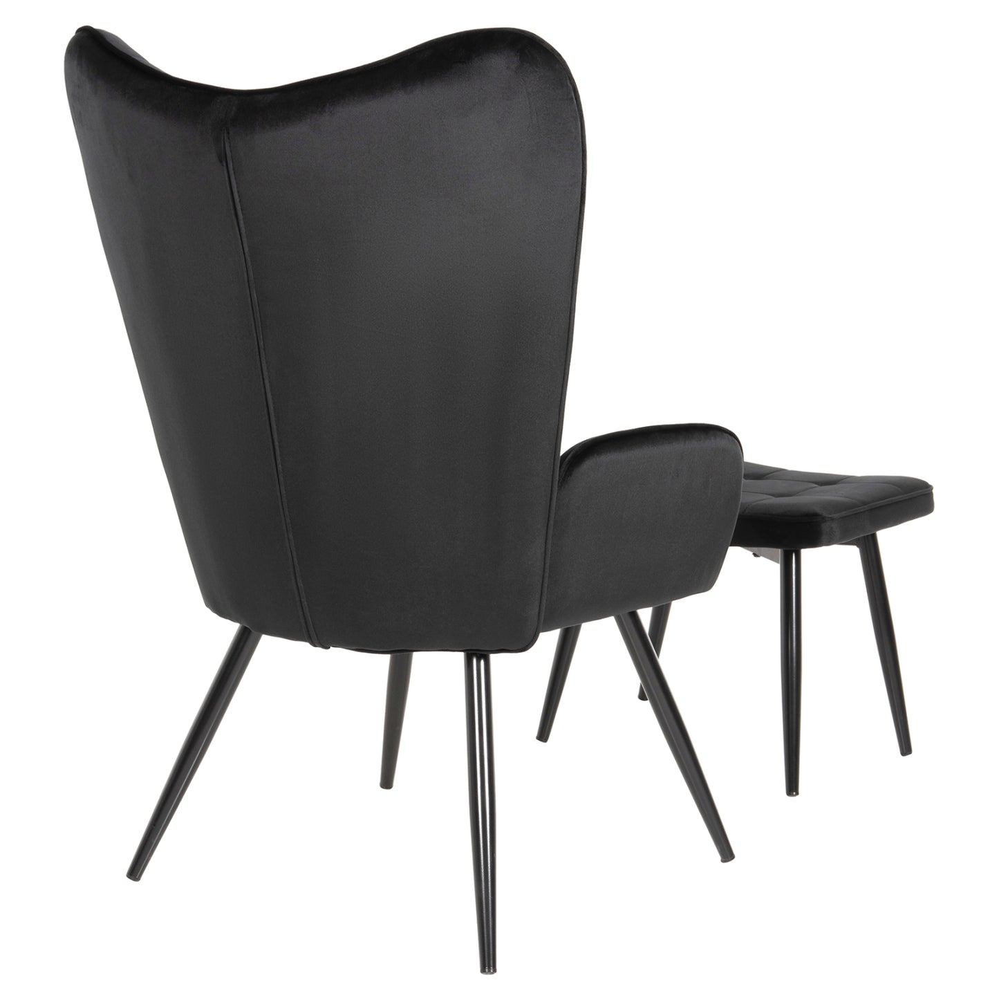 Armchair With Footstool Crawley Hm8918.04 Black Vlevet-metal Legs 70x57x103hcm.