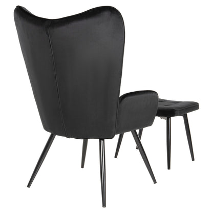 Armchair With Footstool Crawley Hm8918.04 Black Vlevet-metal Legs 70x57x103hcm.