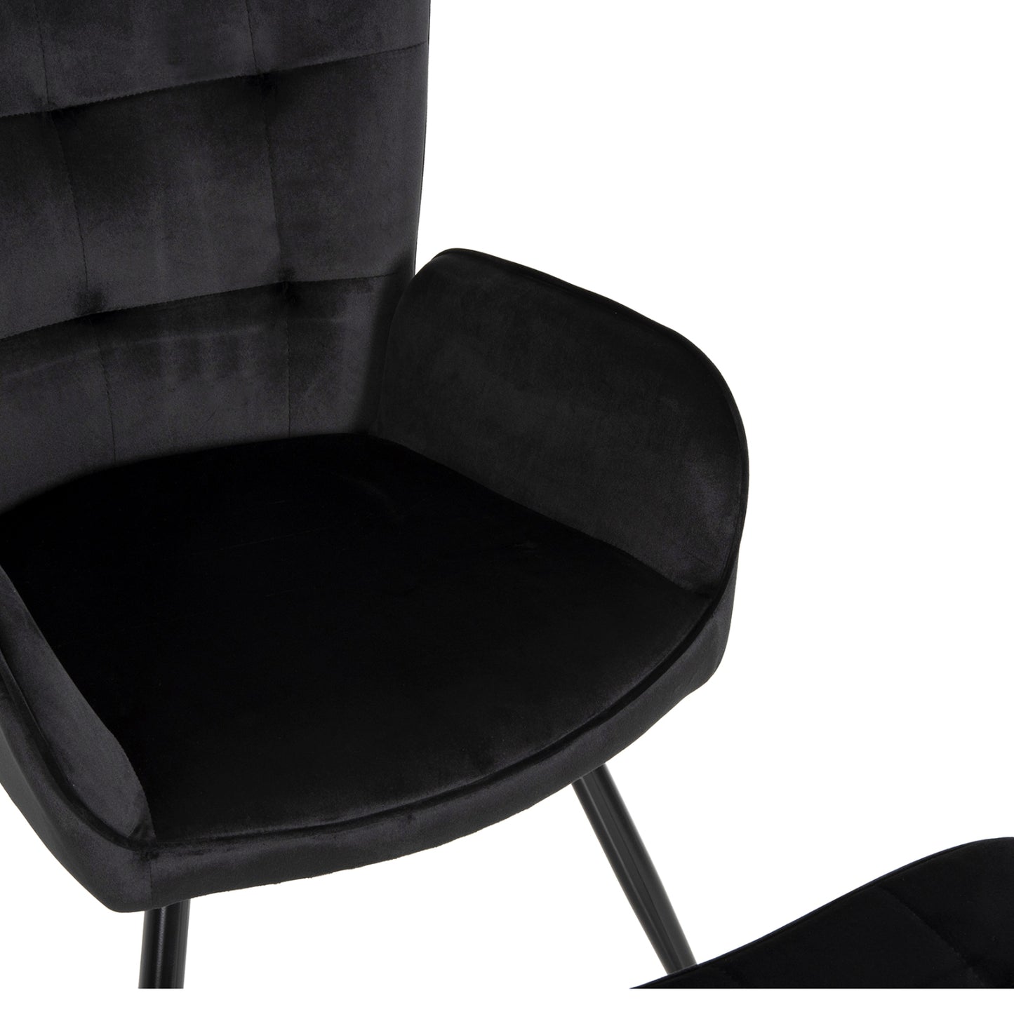 Armchair With Footstool Crawley Hm8918.04 Black Vlevet-metal Legs 70x57x103hcm.