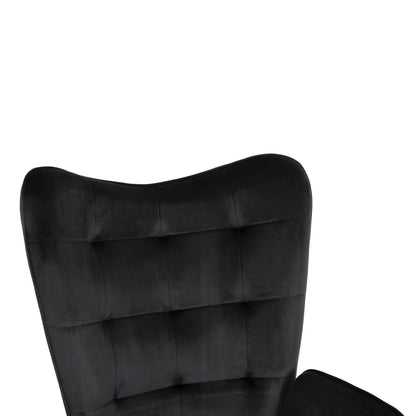 Armchair With Footstool Crawley Hm8918.04 Black Vlevet-metal Legs 70x57x103hcm.