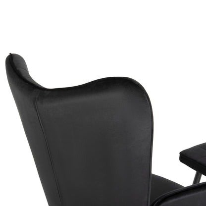 Armchair With Footstool Crawley Hm8918.04 Black Vlevet-metal Legs 70x57x103hcm.
