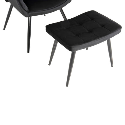 Armchair With Footstool Crawley Hm8918.04 Black Vlevet-metal Legs 70x57x103hcm.