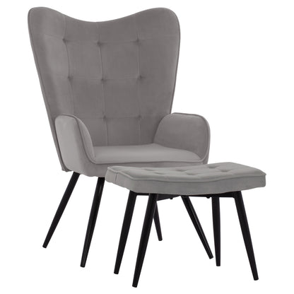 Hm8918.01 Crawley Armchair With Extra Footstool, Grey Velvet