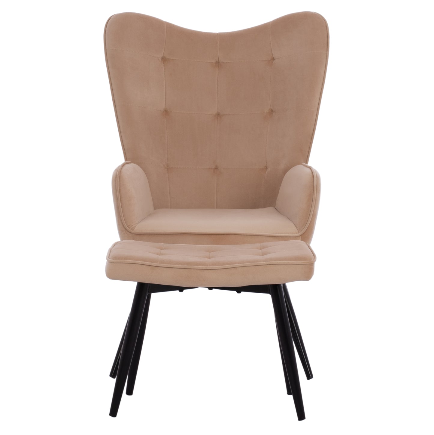 Hm8918.11 Armchair Crawley, Beige Velvet, Footstool, 70x57x103