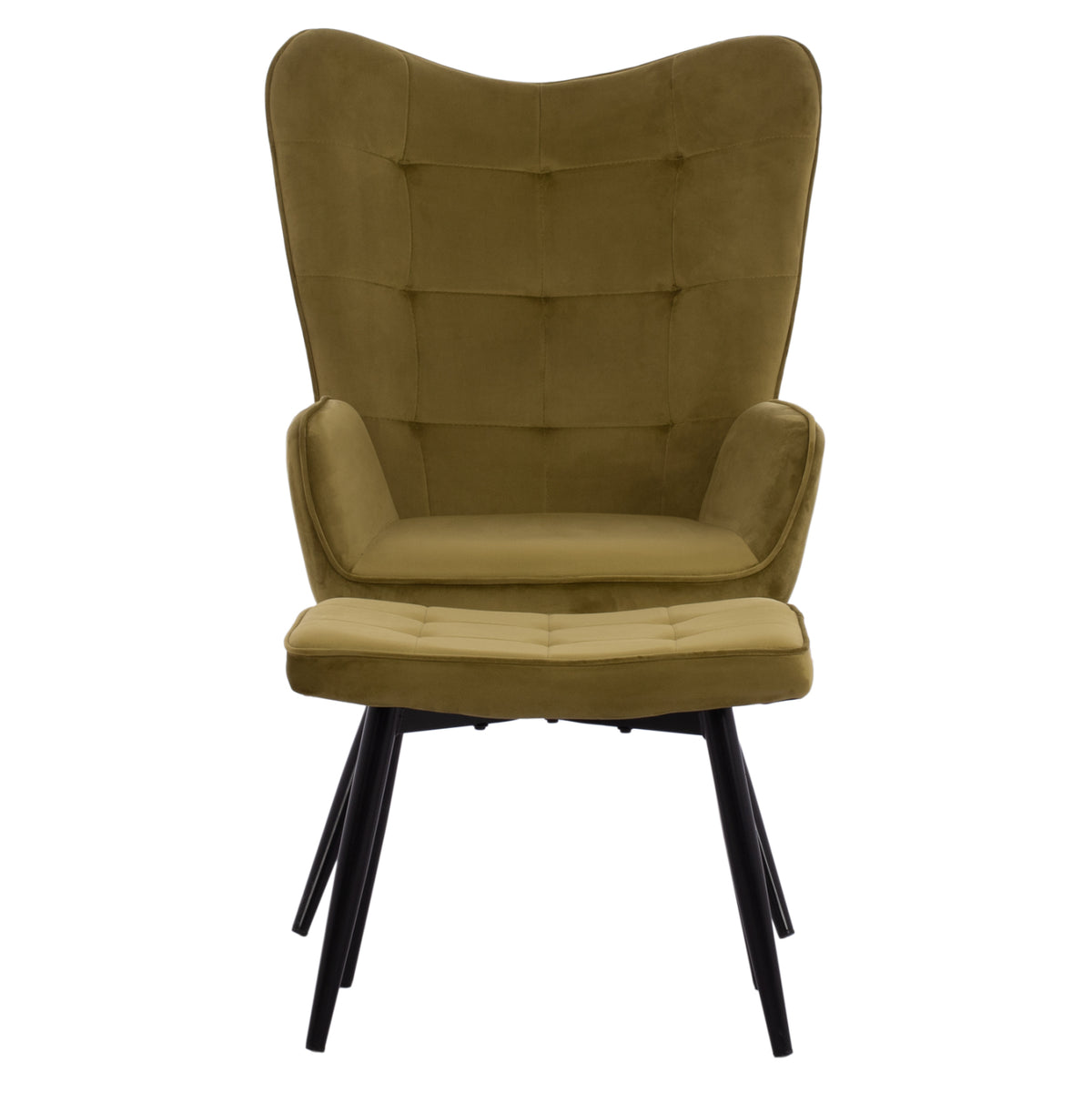 Hm8918.13 Armchair, Olive-green Velvet, Footstool