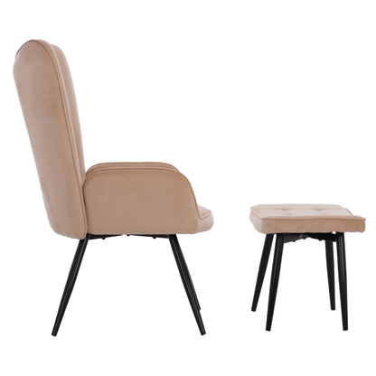 Hm8918.11 Armchair Crawley, Beige Velvet, Footstool, 70x57x103