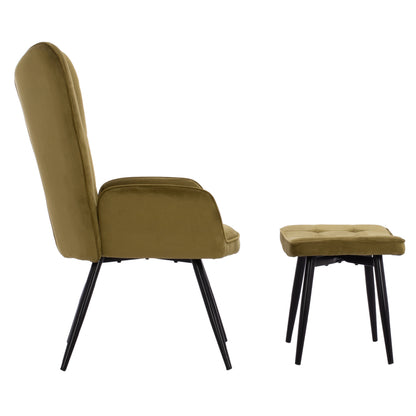 Hm8918.13 Armchair, Olive-green Velvet, Footstool